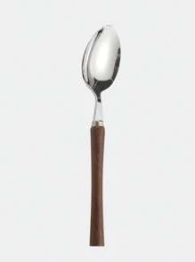 1 Piece Of Stainless Steel Tableware With Wooden Handle - Dishwasher Washable Tableware, Knife, Fork, Spoon, Coffee Spoon - Suitable For Home, Dining, Hotel, Party, Wedding - Dishwasher Friendlyty Gift For Christmas, Halloween, Easter, Thanksgiving - Multicolor - View 8