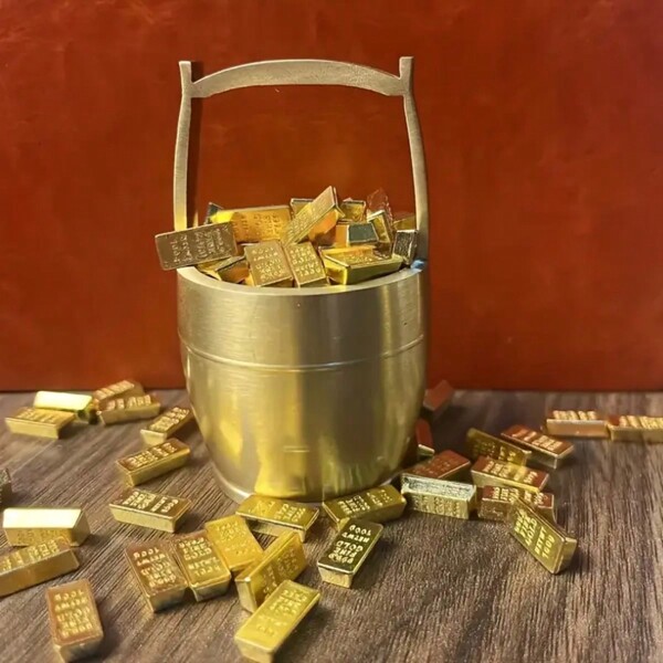 Mini bară de aur 30/50 buc, lingot de aur, micropeisaj, decorare metalică, potrivit pentru decor de plantare, joc de șah, jetoane de noroc, cadou de mutare, decorare pentru casă și birou