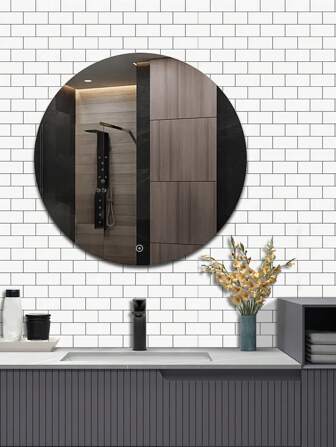 厨房后挡板 3D 亮面白色地铁即撕即贴墙砖贴纸 适用于客厅卧室玄关墙壁装饰墙贴 DIY 背景墙装饰