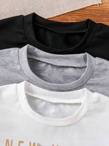 3件套青少年男童风景印花短袖休闲T恤 - 彩色 - 查看 3