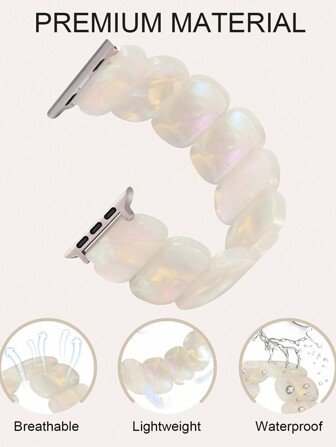 1pc Fashionable Minimalist Women's AppleWatch Band, Oval Resin Elastic Strap Style, Lightweight, Breathable, And Easy To Wear, Waterproof And Scratch-Resistant, Sizes Include 38/40/41mm, 42/44/45/49mm, 42mm For S10, 46mm For S10, Professional Fit For AppleWatch Ultra 2/1, SE 10/9/8/7/6/5/4/3/2/1.