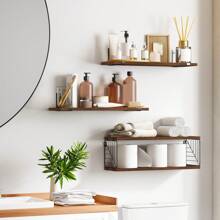 Superlele 3+1/4+1 Tier Bathroom Floating Shelves Over Toilet, 15.8in Farmhouse Rustic Wood Shelves, Wall Decor For Bathroom, Living Room, Bedroom And Kitchen Home Bathroom Decor Bathroom Organizer