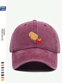 1pc Amusing Potato And Fries Graphic, Unisex Print Baseball Cap, Breathable, Adjustable Size, Humorous Pop Art Truck Driver Hat, Brimmed Pop Pop, Fun Gift, Casual Sunshade Hat For Men & Women, Valentine's Day Gift