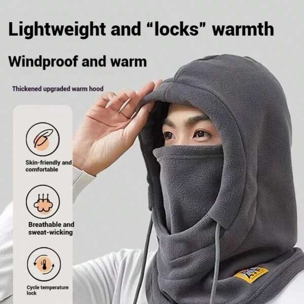 AD Winter Warm Hat With Mask And Neck Warmer 4-In-1 Windproof Balaclava For Men And Women Cycling Cold Weather Protection