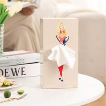 1pc Puff Skirt Girl Face Tissue Box, Cartoon Anime Girl Tissue Box, Cute Desktop Decor, Flared Skirt Box, Multi-Functional Cartoon Tissue Box, Creative Living Room Coffee Table Tissue Box, Storage Box, Napkin Dispenser - متعدد الألوان - مشاهدة 10