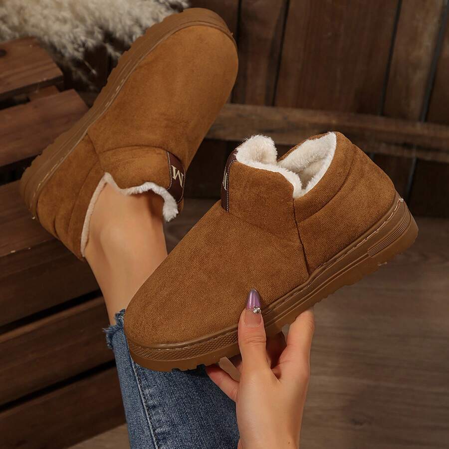 Winter Classic Women's Snow Boots Padded Thickened Non-Slip Waterproof Cotton Shoes Short Boots For Women Winter House Slippers - 棕色 - 查看 1