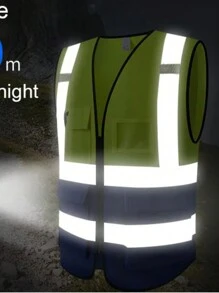 反光背心，高能见度，空白，XXXL，摩托车夹克背心，荧光信号，男女通用 - 淺藍色 - 查看 8