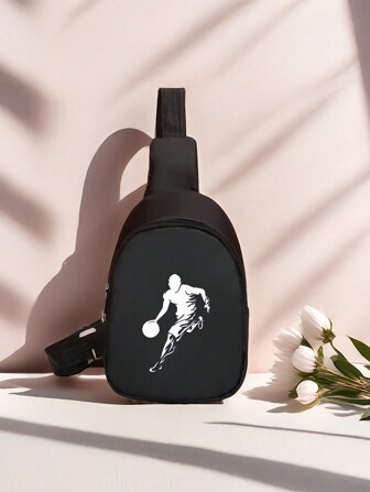 Back-To-School Season Bag School Waist Bag, Chest Bag, Crossbody Bag, A Bag Suitable For Daily Use When Going Out To School, Travel And Vacation, Nylon Zipper-Closed Kawaii Cartoon Game Console Football Letter Shoulder Bag Bag Crossbody Bag Waist Bag, Birthday Gift, Zipper Direction Is Random.