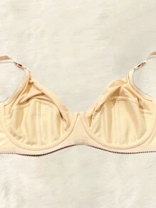 Women Plus Size Underwire Thin Unlined Plain Bra - Beige - View 5