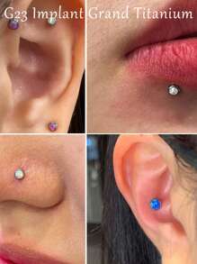 1pc Luxury Fashion G23 Titanium Piercing Jewelry 16G Opal Decorated Lip Stud, Earrings, Cartilage Stud, Nose Stud, Body Piercing Jewelry