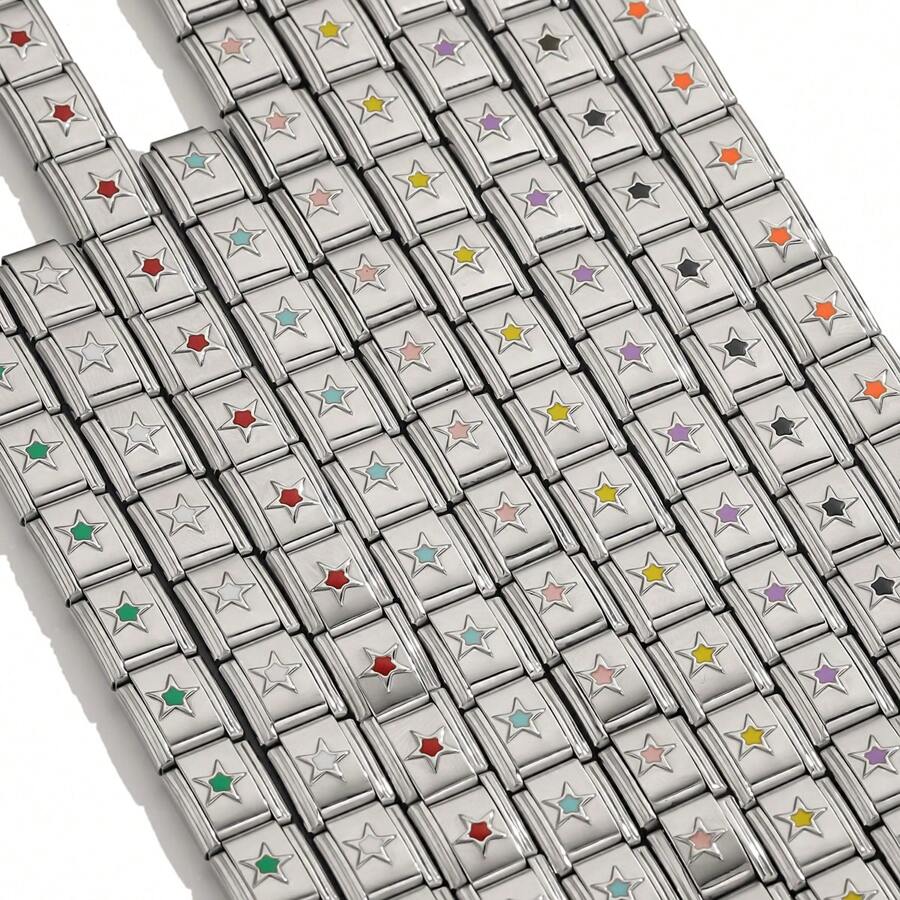 1 قطعة سوار جذاب مزين بنجمة من الفولاذ المقاوم للصدأ، قطع اكسسوارات يمكن تصميم المجوهرات DIY هدايا