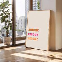 1pc,Pink"More Amor Por Favor " Wall Art,Vibrant And Fashionable Love Decor Room,College Pre-College Students Style Aesthetic,Vintage Poster Canvas Print, Minimalism Canvas Painting, Suitable For Home Decoration, Bar Cart,Cafe, Patio,Club, Music Room,Birthday Gift,Living Room, Bedroom, Living Room, Home Office, Kitchen,Bathroom Decoration, The Perfect Gift For Your Friends,Wall Decoration Gift 20*28 Inch, Unframed