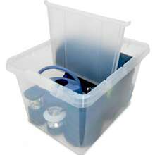 70 Quart Clear Plastic Storage Bin With Divider, Adult, Set Of 4