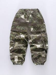Young Boy Cuffed Camouflage Cotton Cargo Pants, Spring - Multicolor - View 2