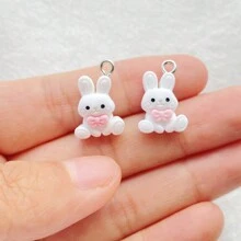 12/20 sztuk żywicy słodkie mini białe kreskówki kokardka królik ręcznie robione zawieszki do kolczyków, naszyjników, bransoletek, breloków i akcesoriów do torebek, kreatywne prezenty dla majsterkowiczów