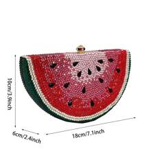 Women Cute Watermelon Rhinestone Evening Clutch Glitter Crystal Purse - Đỏ - Xem 2