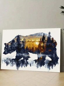 1 set de peintures à l'huile colorées, peinture à l'huile numérique de paysage d'ours brun, convient pour les adultes pour dessiner, peut être accroché sur le bureau comme cadeau pour soulager le stress - Multicolore - Voir 5