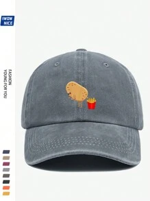 1pc Amusing Potato And Fries Graphic, Unisex Print Baseball Cap, Breathable, Adjustable Size, Humorous Pop Art Truck Driver Hat, Brimmed Pop Pop, Fun Gift, Casual Sunshade Hat For Men & Women, Valentine's Day Gift