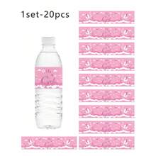 1 مجموعة من 10/20/50 قطعة من ديكورات حفلات الكشف عن نوع الجنين ،ملصقات وأغلفة زجاجات المياه المعدنية ل-حفلات استقبال الطفل، تصميمات البجعة وبصمة القدم الخاصة بعيد الحب