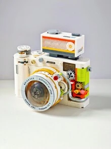 新登場のトレンディーなカメラのオーナメントブロックおもちゃセット、白いカメラのミニレンガおもちゃ組み立て、カメラモデルは写真愛好家への贈り物、クリエイティブなホームデコレーション/新年ギフト/クリスマスギフトに最適