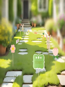 [10 pezzi] Cartelli da giardino per Pasqua, con lettere in foil, carote, conigli e cartelli direzionali, adatto per decorazione di giardino, festa o prato, utilizzabile anche per decorare strade per feste