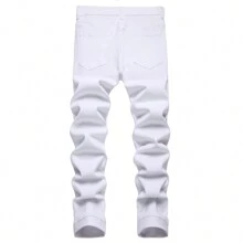 JUNBAOSS Men's Slim Fit Jeans Stretch Ripped Skinny Jeans For Men, Fashion Straight Leg Comfort Flex Waist Casual Pants - trắng5839 - Xem 2