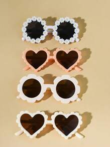 4pcs Cute And Fashionable Children's Glasses - White Round Frame Cat Ear Glasses, Bear Ear Glasses, Suitable For School And Outdoor Activities - Multicolor - View 6