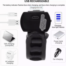 NetHong USB Rechargeable LED Bicycle Headlight Bike Front Rear Light Cycling Lamp UK - Black - View 3