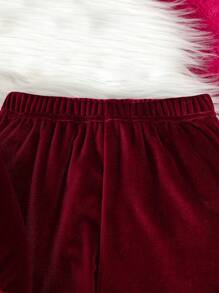 Set da 2 pezzi per ragazze con giacca con cappuccio con chiusura lampo e fogli a forma di cuore vellutati + pantaloni a zampa di microfibra, set di moda per feste, casual, primavera/estate