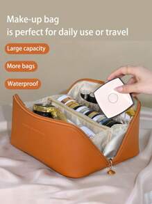 化妆包 - 旅行化妆包，大容量女士化妆包，旅行化妆包，防水便携式化妆品收纳包，带手柄和隔层的多功能化妆包。
