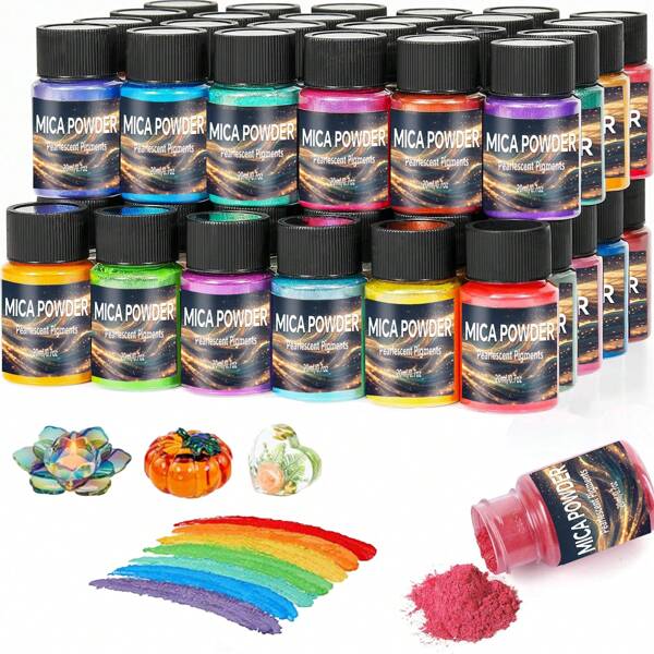 24 Colors Mica Powder, Mica Pigment Suitable For Epoxy Resin, Painting, Dye, DIY Fashion Jewelry Making Material, Resin Casting Coloring Material