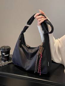 大容量女士手提包、秋季时尚单肩包和斜挎包 - 黑色 - 查看 6