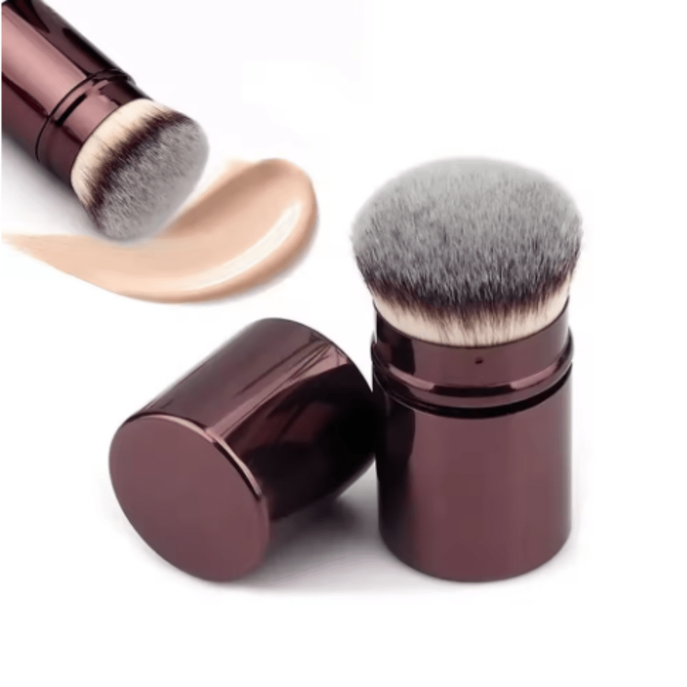 1 pieza Brocha de maquillaje retráctil para base con cerdas suaves, fácil de aplicar el maquillaje