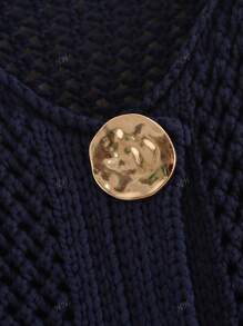 Women Fashion Sleeveless Coarse Needle Knitting Vest Sweater Female Chic Big Pockets Patch Buttons Cardigan Waistcoat Tops