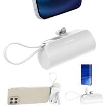 Caricabatterie portatile mini con supporto, compatibile con iPhone, power bank ultra compatto da 5000mAh per viaggi, batteria senza fili per caricare telefoni, compatibile con iPhone 14/14Pro/13/12/11/X/8/7/6 Plus e Android Galaxy