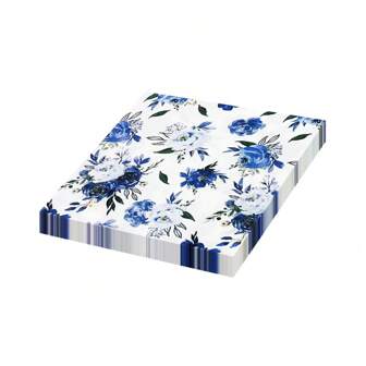 20Pcs 13 * 13 Inch Disposable Blue Flower Patterned Napkins, Banquet Decorations, Parties, Wedding Banquets, Family Gatherings, Restaurant Decorations