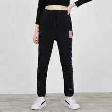 Puma Pantalones deportivos jogger de punto transpirables negros, con cintura elástica para entrenamiento al aire libre, correr y fitness