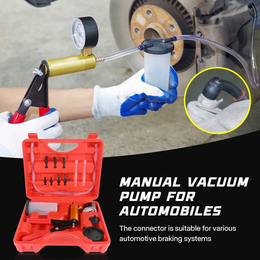 Hand-Held Brake Bleeder Tester Set Car Motorbike Bleeding Vacuum Pump Bleed Tool - Red - View 1