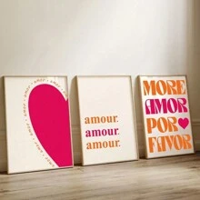 1pc,Pink"More Amor Por Favor " Wall Art,Vibrant And Fashionable Love Decor Room,College Pre-College Students Style Aesthetic,Vintage Poster Canvas Print, Minimalism Canvas Painting, Suitable For Home Decoration, Bar Cart,Cafe, Patio,Club, Music Room,Birthday Gift,Living Room, Bedroom, Living Room, Home Office, Kitchen,Bathroom Decoration, The Perfect Gift For Your Friends,Wall Decoration Gift 20*28 Inch, Unframed
