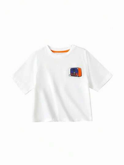 Balabala Young Boy's Glow In The Dark Summer T-Shirts, Fashion Cartoon Print T-Shirt For Kids