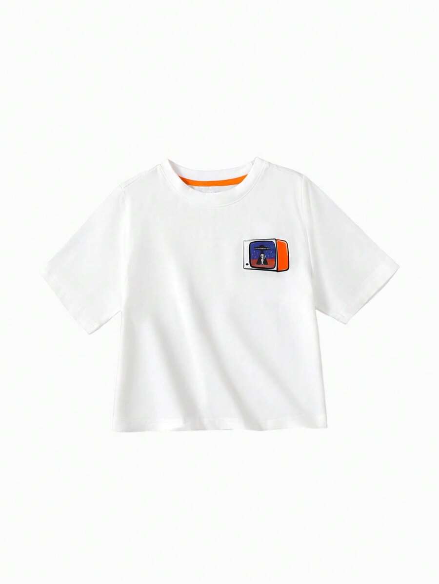 Balabala 男童夏季夜光T恤，儿童时尚卡通印花T恤