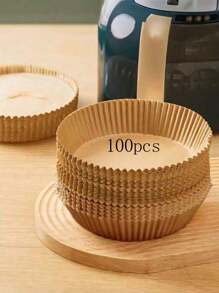 100 piezas Sartén de aire desechable, Revestimiento de papel para sartén de aire, Bol de papel para cesta, Bandeja para hornear, Accesorios para horno, Herramientas para hornear, Utensilios de cocina, Accesorios de cocina