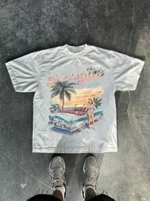 Men's Solid Color Crew Neck Short Sleeve Casual Loose T-Shirt - White - View 2