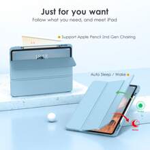 DTTOCASE IPad Pro 12.9 Case For 6th/5th/4th/3rd Gen (2022-2018) & IPad Air M3/M2 13 Inch (2025/2024) – Clear Protective Cover With Built-In Apple Pencil Holder, Auto Sleep/Wake & Camera Protection - 天藍色 - 查看 5