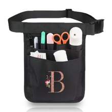 1pc Nursing Tool Waist Bag Nurse Medical Bag Rose Gold Initials A To Z Letter Pattern Multifunctional Adjustable Multi-Insert Bag, Pet Medical Care Bao Universal Multi Pocket Nurse Fanny Pack Multi Pocket Waist Organizer Belt With Adjustable Waist Strap Work Pocket Medical Supplies Storage Waist Pouch Organizer Pouch