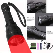 High Power 350 Yards Flashlight With Remote Control Switch - Green,Red, White Light For Night Hunting, Fishing, Camping, And Beekeeping, Rechargeable Battery And Carry Box Included,Mens Gift