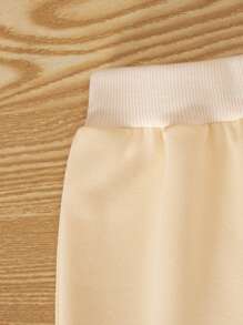 2pcs Baby Boys' Casual Loose Knit Smiling Face Print Crew Neck Long Sleeve Sweater And Pants Set, Suitable For Spring