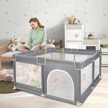 LILIIN Playpen Baby Playpen Gate With Non-Slip Base And Breathable Net And 50 Balls, Stable Barrier Activity Center For Children - 127 X 127 cm Dark Grey - View 9