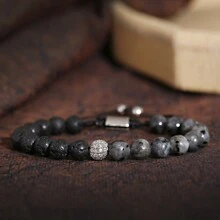 8mm Colorful Natural Stone Beaded Bracelet For Men Stress Relief Tiger Eye Bangle Adjustable