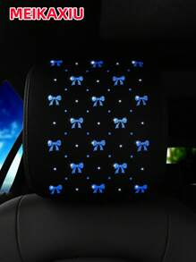 MEIKAXIU 1 件闪亮美丽蝴蝶结 Blingbling 柔软面料汽车头枕套，可拆卸头枕套，舒适的汽车内饰配件，女性通用尺寸 - 均碼 - 查看 9